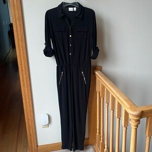 Chico's Snap Front Black Jumpsuit Size 0 = 6